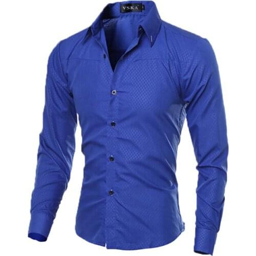 Fashion Mens Luxury Casual Shirts Slim Fit Dress Shirts Long Sleeve Button Tops D08E