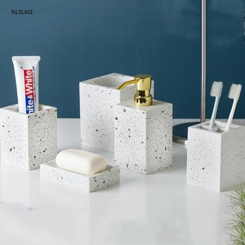 Fashion Resin Bathroom accessories Set Washing Tools Soap dispenser gargle cup Toothbrush Holder Soap Dish bathroom decoration