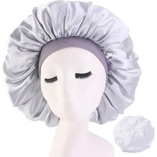 Fashion Bonnet Cap Solid Color Turban Chemo Hat Women Wide Elastic Band Solid Night Sleep Beanies Skullies Chemo Cap
