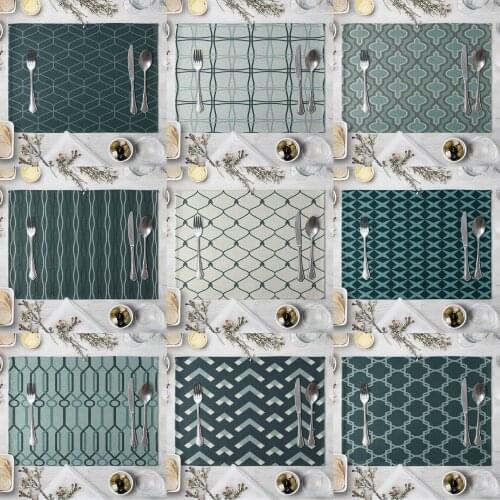 Fashion Print Rectangle Cotton Linen Western Style Table Pad Cut Mats Placemat for Dinner Kitchen Table 40x30cm