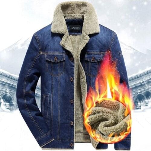 Men Denim Jacket 2021 WinterMens Fashion Casual Jeans Jacket Man Warm Thick Denim Coat Male Fur Collar Bomber Coats Outerwear