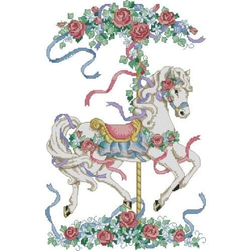 COTTON 2020 top quality lovely counted cross stitch kit Rose Carousel merry go round dimensions 00227