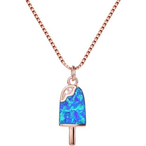 Real Fire Opal Ice Cream Shaped Opal Jewelry Chain Necklace for Women Wedding Bride Engagement Mother Days Gift Jewelry