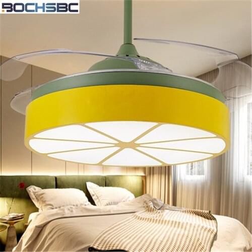 BOCHSBC Invisible Ceiling Fan Light Living Room Dining Room Bedroom Modern Minimalist Nordic Decorative Fan Light With LED