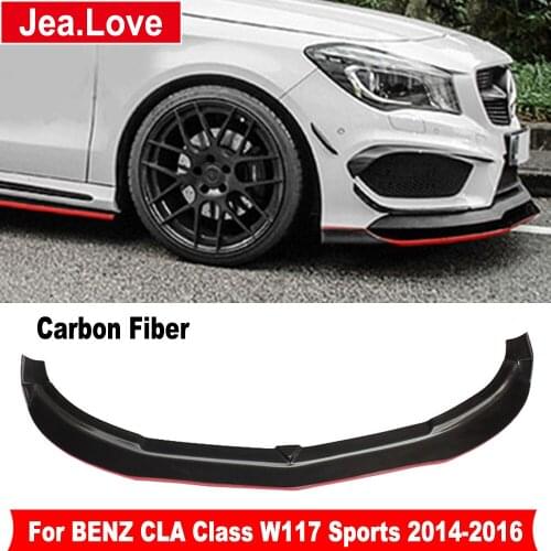 R Style Carbon Fiber Front Lip Bumper Red Edge Car Protector Shovel Diffuser For BENZ CLA Class W117 Sports 2014-2016 Styling