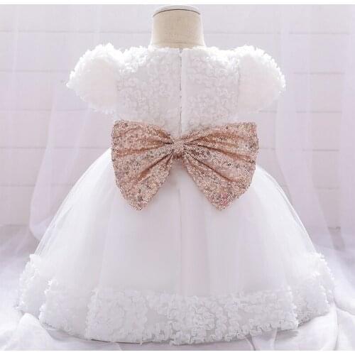 Baby Girl Summer Lace Flower Cute Christening Princess Toddler Birthday Party Ball GownDress Newborn Children Baptism 1 Year