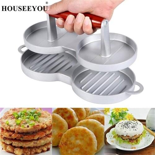 DIY Hamburger Press 2 Set Round Shape Aluminum Alloy Meat Presses Beef Burger Maker Mould Useful Kitchen Tool Accessories