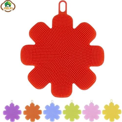 MSJO Silicone Cleaning Pad Brush Kitchen Sponge For Wash Pan Cup Makeup brush Household Cleaning Silicone Dish Bowl Sponge Mat
