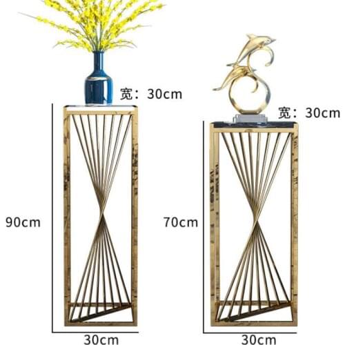 Nordic living room light luxury stainless steel flower shelf rack floor type indoor porch marble flower table simple and modern