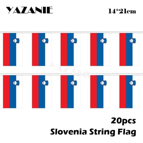 YAZANIE 14*21cm 20PCS 5Meter Slovenia Slovenian Country String Flag Hanging Office/Activity/parade/Festival/Home Decoration