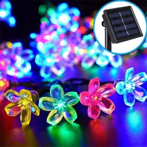 Solar String Lights Waterproof Outdoor Flower String Lights 8 Modes Hanging Lights for Garden Terrace Courtyard
