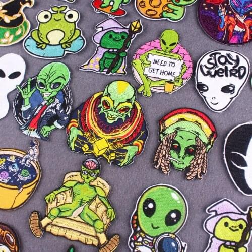 Alien Embroidery Patch Embroidered Patches On Clothes Iron On Patches For Clothing Cartoon Stripes Patch Diy Appliques Badges