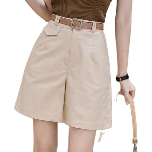 XXL plus size fashion high waist stretch cotton and linen shorts five-point pants 2021 new wide-leg slimming casual hot pants