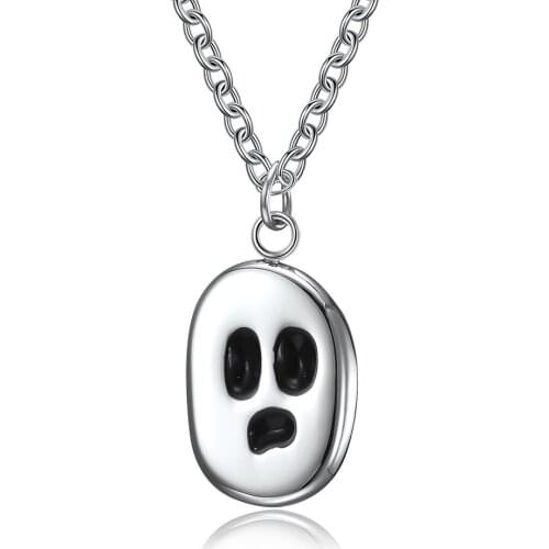 Yoiumit Fashion Stainless Steel Necklace For Mens Grimace Pendant Horror Mask Human Face Thick Chain Basic Punk Pendents Gift