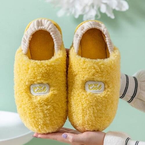 Winter Womens Cotton Slippers Indoor Home Couple Slides Candy Color Leisure Elastic Warm Fur floor Ladies Shoes Wholesale