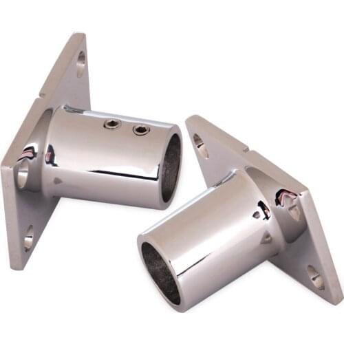 2pcs 90 Degree T Type 22mm 7/8" Rectangular Base Stainless Steel Boat Yacht Hand Marine Hardware Rail Fittings Tube Accessories
