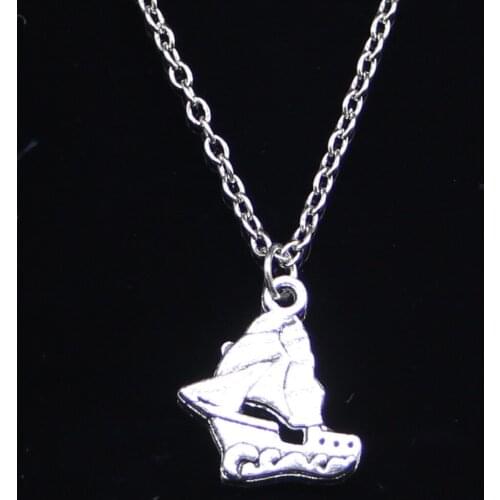 20pcs New Fashion Necklace 20x18mm double sided ship boat Pendants Short Long Women Men Colar Gift Jewelry Choker