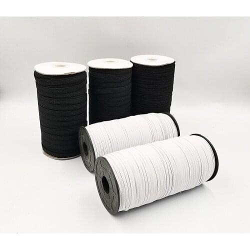 3/6/8/10/12MM White And Black Elastic Band Cord 5Yards/Lot Polyester Elastic Cord For Sewing Fabric DIY Garment Accessories