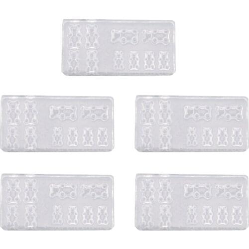 5Pc Handmade Cute Bear Nail Art Silicone Mini Gummy Bear Mold Bear Nail Art Resin Casting Mould Template Resin Art Craft