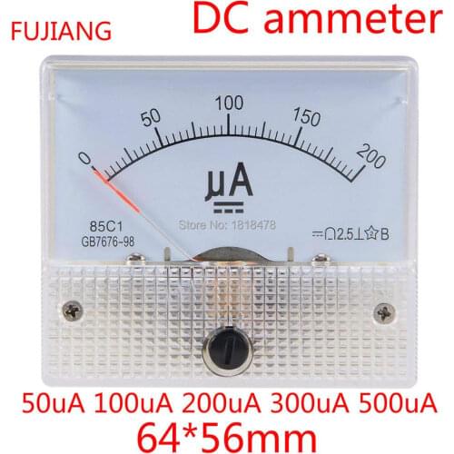 85C1 Analog Current Panel Meter DC 50uA 100uA 200uA 300uA 500uA Ammeter for Circuit Testing Ampere Tester Gauge