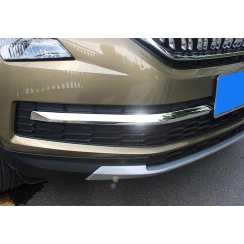 2Pcs Stainless Steel Car Accessories Front Racing Grills Bumper Mesh Grille Around Trim Cover Fit For Skoda Kodiaq 2017-2018