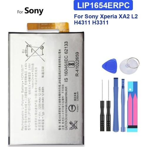 LIP1654ERPC Phone Battery 3200mAh For Sony Xperia XA2 L2 H4311 H3311 H4331 Replacement Batteria + Free Tools