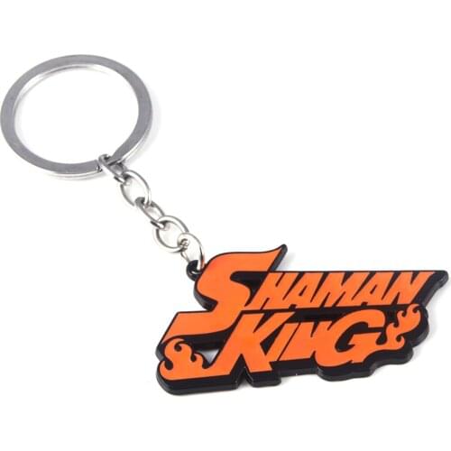 Anime Shaman King Keychain Letter Flame Logo Cosplay Key Chain for Women Men Car Keyring Jewelry Gift