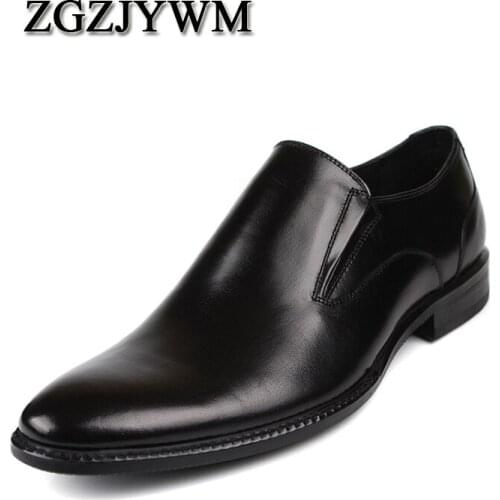 ZGZJYWM Brand luxury Genuine Leather Men Italy Black/Red Slip-On Top Quality Business Moccasins Dress Black Wedding Office Shoes