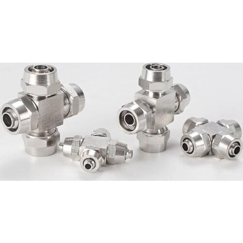 Quick Twisting Joint PZA 4-12mm Pneumatic Fitting Cross Nickel Plated Brass Fit Hose Connector Pneumatic Fitting Gas Hose