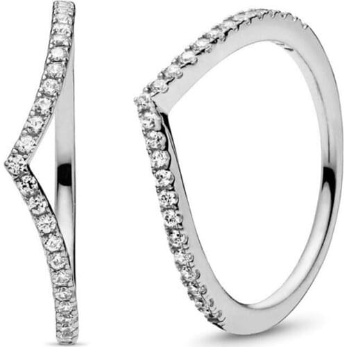 CHIELOYS Rose Gold Silver Color Stackable Fine Ring Wishing Bone Finger Ring for Women Wife Wedding Engagement Jewelry Hot Sale