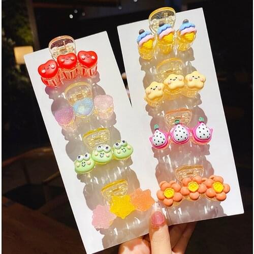 Korean Sweet Fruit Flower Hair Claw Ponytail Holder Crab Clip Girl Kawaii Cartoon Shark Clips Hair Accessories For Children
