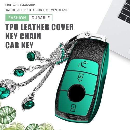 TPU Leather Car Key Case Cover Holder Keychain Ring for Mercedes Benz E C G M R S Class W204 W212 W176 GLC CLA GLA AMG Protector