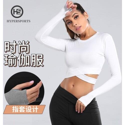 Yoga Crop Top Supersports Fitness Womens White Suit Sports Tight Long Sleeve Mujer Camisetas