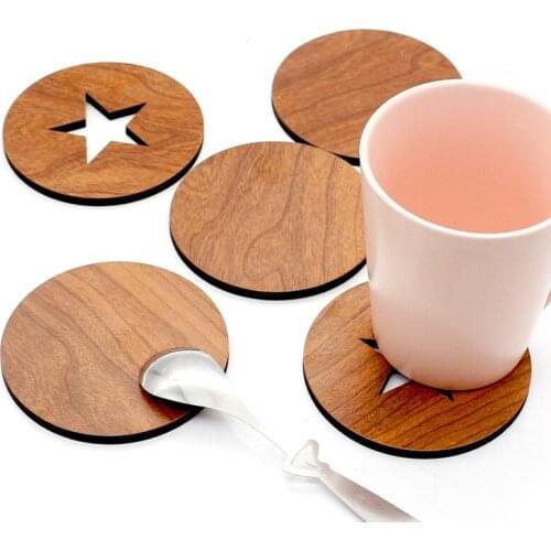 Round Wooden Creativity Coasters Bowl Pad Handmade Insulation Placemats Table Padding Cup Mats Kitchen Decoration Accessories
