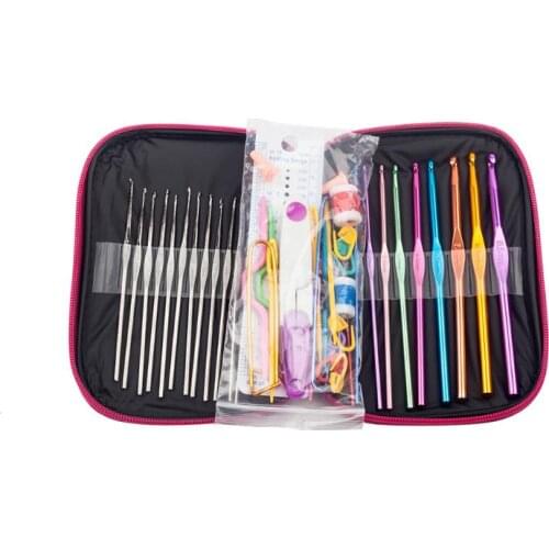 Fashion 90pcs Crochet Hook Set Aluminum Weave Women DIY Knitting Needles Scissors Stitch Holder Sewing Accessories For Mom Gift