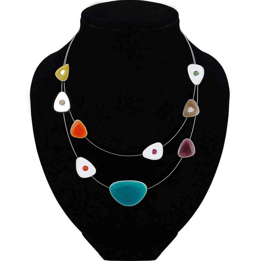 Thread Trendy Necklace Fashion Zinc Alloy Rope Charm Necklace Pendant Mixed Color Enamel Fashion Jewelry for Women