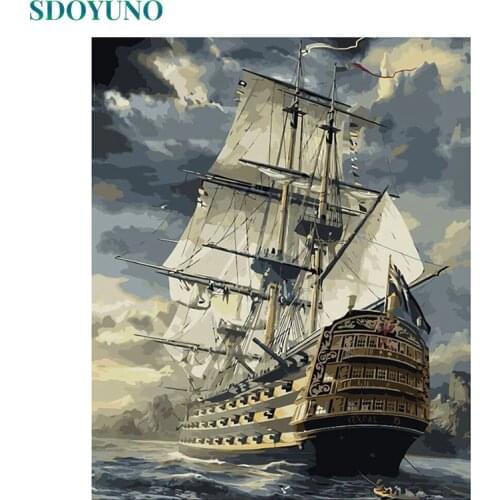 SDOYUNO Frame Sailing DIY Painting By Numbers Landscape Coloring By Numbers Hand Painted Home Wall Art Decor 40x50cm Artowrk