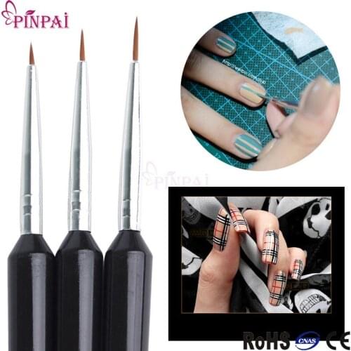 PinPai Nail Art Painting lines Pen Brushes 3pcs/set Black Ultrathin Drawing Professional Drawing Lines Brush Pen Tools Wholesale