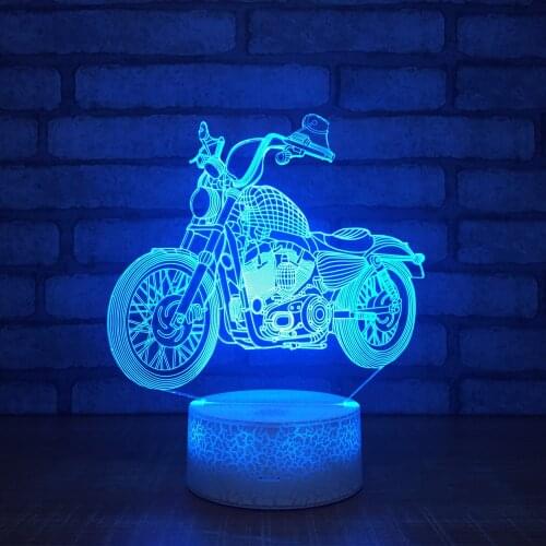 3D Illusion Night Lights Motorcycle 7 Colors Remote Touch Switch USB Table Desk Lamp Boys Xmas Gift Toys Home Decor