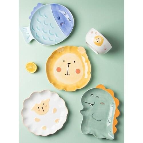 2021 New Cartoon Ceramic Tableware Cute Children Creative Family Animal Plate