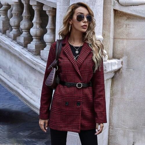 2020 Autumn/Winter New European And American Hot Selling Thousand Birds A Button-Ddown Suit Long-Sleeved Jacket Girl