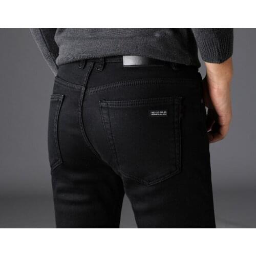 2021 Spring and Autumn New Business Fashion Denim Classic High-end Stretch Slim Denim Trousers Black Jeans Mens Brand Pants