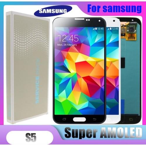 Original Super AMOLED S5 LCD for Samsung Galaxy S5 LCD G900F G900M G900A G900T Display Touch Screen Digitizer Screen Replacement
