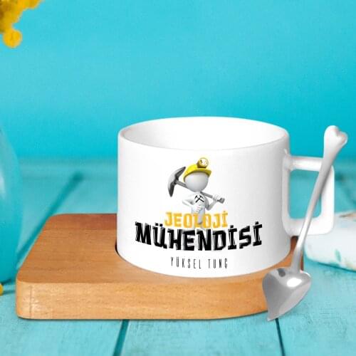Personalized Professional Geological Engineer Wood Altlıklı Ceramic Cup-1