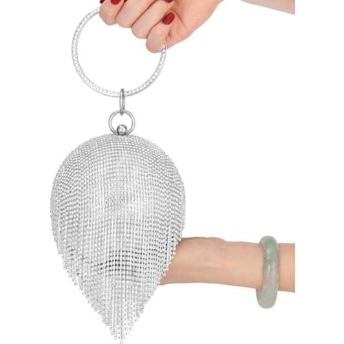 Dinner Bag European and American Ladies Handbags Round Like Diamond Tassels Banquet Clutch Bag Dress Evening Bag