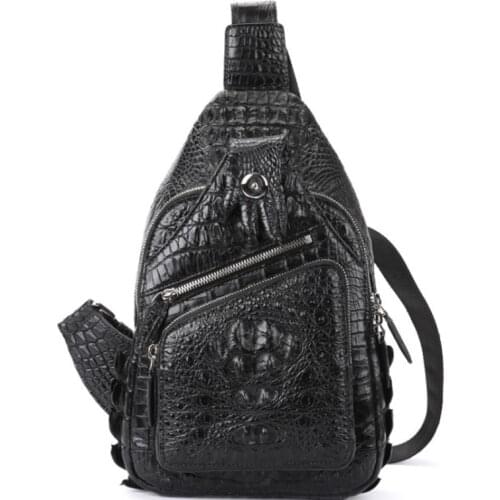 Hujingsha New style mens chest bag single-shoulder men crocodile leather large capacity leisure men chest bag