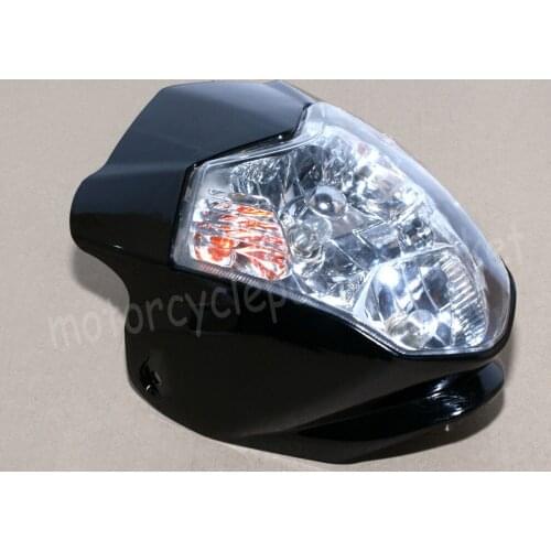 Black Motorcycle Bike Off Road Universal 12V H4 Hi/Low Dual Sport HeadLight For Harley Yamaha Kawasaki