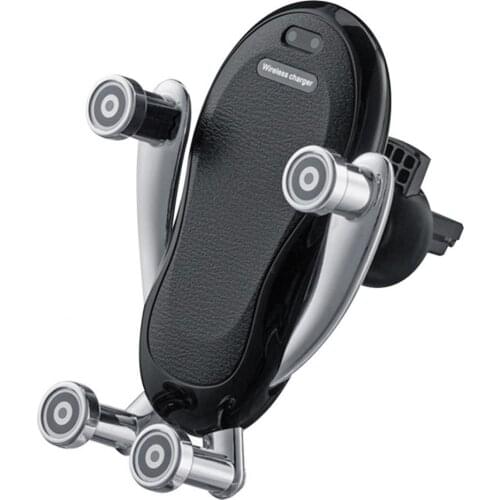 Universal Black Wireless Car Phone Charger Holder Mount Auto Air Vent Automatic Clamping Gravity Quick Charging Phone Charger