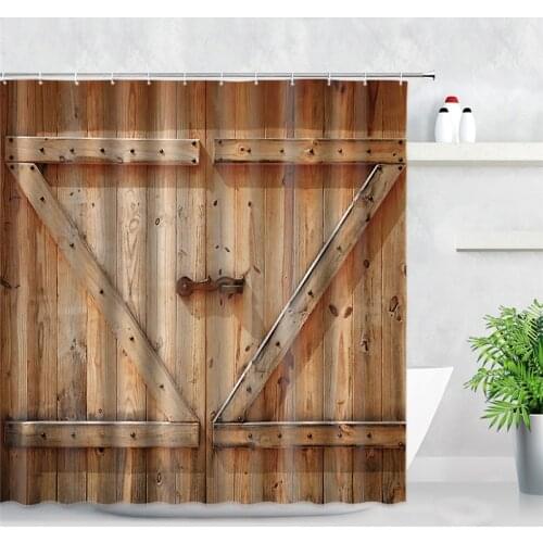 Retro Old Rustic Wood Doors Shower Curtains Vintage Scenery 3D Print Home Decor Waterproof Polyester Fabric Bathroom Curtain Set