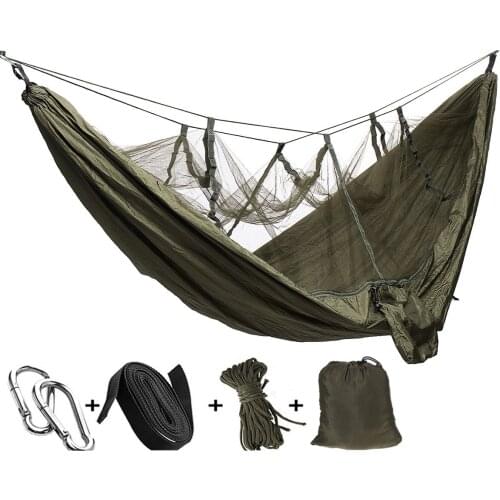 Amry Green Ultralight Camping Hammock Beach Swing Bed With Mosquito Nets for Outdoors Backpacking Travel